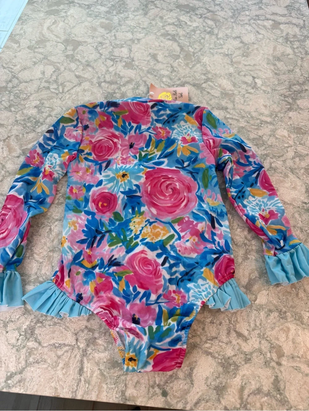 NWT Mia Belle Girls Floral Splash Rashguard Swimsuit 4T